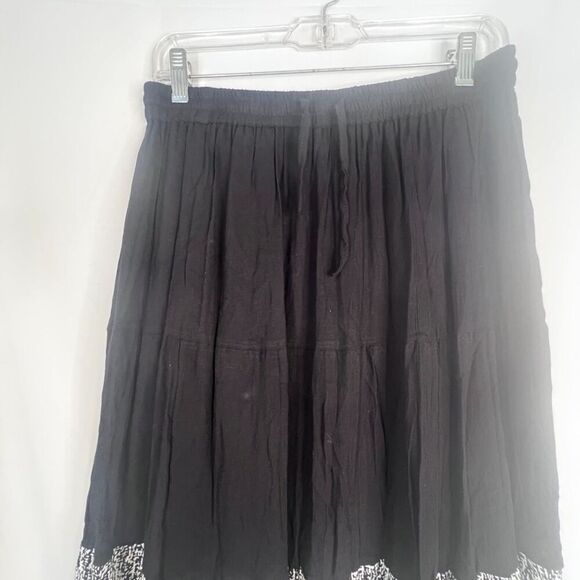 Signals Black White Tiered Stripe Aline Lined Flowy Boho Maxi Skirt Size Medium - Picture 3 of 8